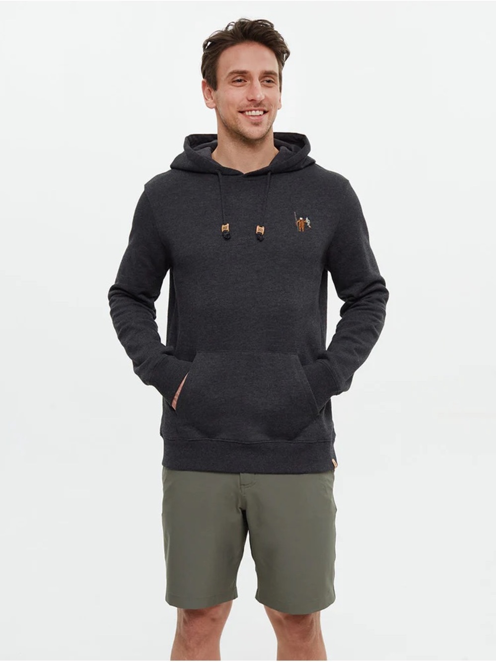 tentree Sasquatch Hoodie Eco-Friendly Drawcord Graphic‎ Gray Fishing NWT Size XL